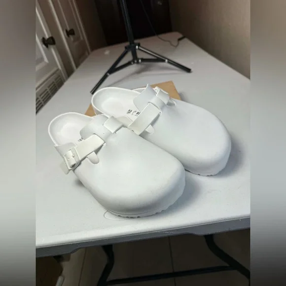 Birkenstock Boston Eva White Clogs Sz 46 Men Sz 13 Damaged - Picture 10 of 15